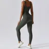 Yoga outfit Spring Seamless Onepiece Suit Dance Belly Drawing Fitness Workout Set Stretch Bodysuit Gymkläder Push Up Sportswear 230801