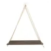 Decorative Plates Simple Style Wooden Swing Hanging Rope Wall-mounted Floating Shelf Plant Flower Pot Indoor And Outdoor Decoration Design