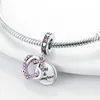 925 Sterling Srebrny Dangle Charm Unlimited Love Mom Heart to Heart Fashion Bead Fit Pandora Charms Bransoletka DIY Akcesoria biżuterii