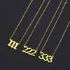 Chains Stainless Steel Gold Color Angel Number Pendant Necklace 111 To 999 For Women Men Lucky Chain Necklaces Jewelry Gift