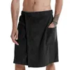 Mäns sömnkläder badhandduk justerbar badrock med elastisk midja nattklänning hemkläder ficka för utomhussport simningsgymmarna kort