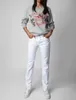 Zadig Voltaire designer Sweat-shirt en pur coton impression de lettre classique industrie lourde broderie de fleurs femmes col rond Pull de mode classique surdimensionné