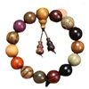 Strand Multi Treasure Bead Hand Chain Zwart Sandelhout Bloem Peer Geur Rode Boeddha Gouden Zijde Nanmu