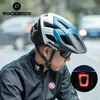 Fahrradhelme Rockbros Fahrradhelm LED-Licht wiederaufladbar Mountain Road Bike Sport Safe Hut für Mannausrüstung 230801