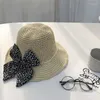 Wide Brim Hats Bow Knot Pearl Straw Hat Women's Summer Folding Sun Outdoor Beach Caps Travel Seaside Sunscreen Lady Girls Panama Cap