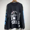 T-shirts pour hommes 2024ss RRR124 TOP Vintage lavé surdimensionné à manches longues T-shirt Streetwear T-shirts en coton T-shirts femme vêtements vêtements