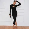 2023 Women's Long Dress Slim Fit Wrap Hip Tight Skirt Split Long Sleeve Dress