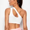 Yoga Outfit Girls Womens One Shoulder Sports Underwear Gym Workout Training Fitness Running Push-up Tops Gathering Shockproof Sexy Bra