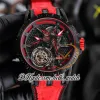 Ny 45mm RDDBEX0479 RDDBEX0572 AUTOMATISK MÄNS WATCH SKELETON DIAL TOURBILLON PVD Black Steel Case Red Inner Blue/Leather Rubber Strap Watches Hwrd Hello_watch