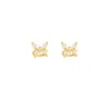 Dos Boucles D'oreilles Papillon Forme Zircon Oreille Os Pince Pour Femmes Cristal Perle Clip Sur Earcuff Sans Piercing Bijoux De Mode En Gros