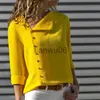 Women's Blouses Shirts Hot 2018 Fashion 7 Colors Buttons Irregular Long Sleeves Blouse Women Sexy Autumn Blouses Skew Collar Shirts Yellow Female Tops J230802