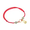Charm Bracelets Hand-woven Hetian Jade Transfer Bead Qiankun Circle Red Rope Lucky Bangle Women Men Fu Bracelet Size Adjust Drop
