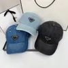 Denim Material Masculino Estilo Esportivo Designer Boné Bola Feminino Férias de Verão Pára-sol Triângulo Impressão de Letras Tamanho Ajustável Casquette