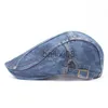 Gierige Rand Hoeden Denim Baret Caps voor Vrouwen Mannen Pet Vintage Unisex Jeans Baretten Krantenverkoper Hoed Lente Zomer Casual Verstelbare Plaid Hoeden J230802