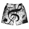 Men's Shorts Men Beach Short Quick-drying Swimming Trunk Black Music Note Abstract Swimwear Swimsuit Bathing