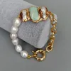 Charm Bracelets Y YING natural Cultured White Rice Pearl ite Biwa Chain Bracelet 8" vintage style for women 230802