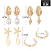Stud Bohemia Shell Starfish Dingle Earring Set för kvinnor Summer Beach Pearl Conch Drop Geometric Girls Fashion Jewelry 230801