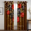 Curtain Chrismas Happy Years Red Santa Claus Gifts 2 Pieces Thin Window Curtains For Living Room Bedroom Drape Decor