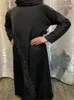 Ropa étnica Conjuntos musulmanes negros Niños Abaya Dubai Árabe Turquía Islam Girls Hijab Vestido para niños Kaftan Robe Ensembles Musulmane Habaya