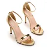 Sapatos formais 11cm Plus Size 35-44 Summer Square Toe Slingbacks Feminino Dourado Sexy Salto Alto Feminino Sandalias De Mujer