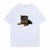 Erkekler Tişörtleri Sevimli Komik Yorkie Pup Grafik T-Shirts Kısa Kollu Erkekler Kadın Gömme Yumuşak Pamuklu Tshirt Üstleri Yaz Unisex Sıradan Gevşek Gömlek