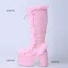 Botas GIGIFOX Brand Design Fashion Goth Street Cool Wedges Shoes Winter Plus Size 43 Rosa Chunky Platform Motos Botas Femininas 230802