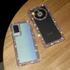 Casos de telefone celular moda luxo glitter diamante capa de telefone à prova de choque para Samsung S22 S21 + S20 Ultra A51 A73 A52 S9 M33 A71 A12 Capa protetora L230731