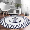 Carpets Nautical Circular Carpet for Living Room Anti Slip Bedside Area Rug for Bedroom Floor Mats for Home Room Decoration Aesthetic R230801