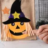 10pcs Shopping Bags Holloween Pumpkin Black Cat Linen Vertical Model Children Candy Gift Bag Mix Style
