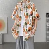 Camicie casual da uomo 2023 Estate tessuto di seta ghiaccio Camicia stampa floreale hawaiana Oversize Beach Ventilate Loose 5 colori Fashion Trend