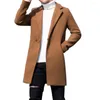 Men's Trench Coats Men Coat Casual Warm All Match Male Mid-Length Pure Color Slim For Party
