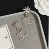 Mode 18K vergoldet 925 Silber Luxus Marke Designer Buchstaben Ohrstecker Eardrop Geometrisch Berühmte Frauen Kristall Strass Quasten Ohrring Hochzeit Party Schmuck