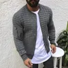 Mäns jackor sport casual Men jacka pläd veck Slim rand Fit blixtlås långärmad cardigan rockar manliga solida skrynkliga cardigans