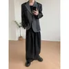 Ternos Masculinos Preto Cinza Splice High-end Blazer Masculino Japão Coreano Streetwear Moda Vintage Solto Casual Terno Jaqueta Casaco Masculino