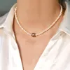 Correntes Colar de Pérolas de Água Doce Natural Roxo Moda Chocker Joias para Mulheres