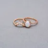 Sterling Silver S925 White Australian Gem Oval Rose Gold Multi-Layer Ring Smycken Utsökande ljus lyxig kvinnors ring