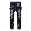 Jeans da uomo Moda Abbigliamento skinny Pantalones Hombre Uomo Pantaloni strappati alla moda Pantaloni dritti in denim sfilacciato 28-38