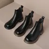 Stiefel YQMSYNA Mode Knöchel Herbst Echtes Leder Büro Schuhe Für Frauen Dicke Unterseite Rutschfeste Runde Kappe Damen AS12