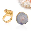 Milchstraßen-Achat-Stein-Ring, vergoldet, Braut, Hochzeit, größenverstellbar, offener Fingerschmuck für Frauen