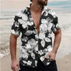 Mäns avslappnade skjortor 2023 skjorta män kort ärm t-shirt mode tryckt fyrkantig hals en rad knappblus stor lös herr strandkläder