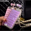 Casos de telefone celular luxo glitter bling diamante perfume garrafa strass caso de telefone com corrente para samsungs8 s9 s10 s20 s21 s22 plus note8 9 10 20 l230731