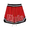 Rhude American High Street Mesh Sports Basketbalshorts Veelzijdige casual strandoutwear Losse capri's voor heren zomer