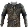 Męskie kaptura Viking Armor 3D Męska kaptura rpg pullover zimowe jogging sweter bluza moda płaszcz uliczny