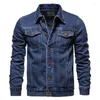 Vestes pour hommes coton revers veste en jean hommes décontracté couleur unie Streetwear haute qualité jean automne coupe ajustée