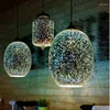 Pendant Lamps Restaurant Lamp Creative Color Personality 3D Glass Bar Table Chandelier Retro Cafe Clothing Store Hair Salon Lighting