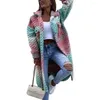 Women's Trench Coats Casual Braided Twist Single-breasted Coat Loose Lady Overcoat Colorful Print Turndown Collar For Party