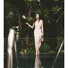 Casual Dresses Fashion's Sexy One Shoulder Expose Midjan Hög delad Midi Dress Woman Cocktail Party Summer Beach Vocation Vestido