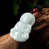 Collares pendientes Natural Myanmar Jade Avalokitesvara estatua de Buda adornos para hombres y mujeres artículos helados