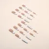 False Nails W411 Bling Glitter White French Press On Extra Long Coffin Reusable Adhesive