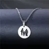 Stainless Steel Jewelry Teacher Gift Family Forever Mom Dad Daughter Son Charm Necklace Forever Couple Lovers Gift